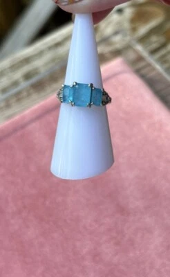 Ring Bomb Ring RBP2450 Wished For Us Sz 6 Light Blue Quartz Rhodium Plated - Image 1 of 4