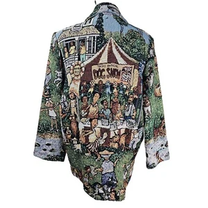 Giacca blazer vintage Its Outta the Bag Unge Potch Ket arazzo taglia S cani bambini artistici - Foto 1 di 12