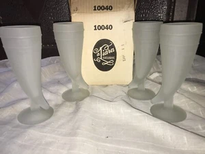 Set of 4 Sundae/Beer Tumblers-Tiara Horn Exclusive Satin Frosted -12oz- Vntg - Picture 1 of 9