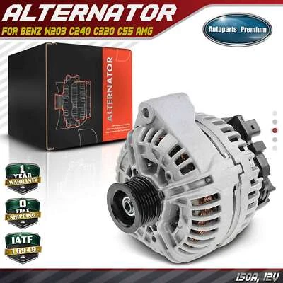 Alternador para Mercedes-Benz W203 C240 C320 C55 AMG 150A 12V CW polea de 6 ranuras Foto 1 de 4