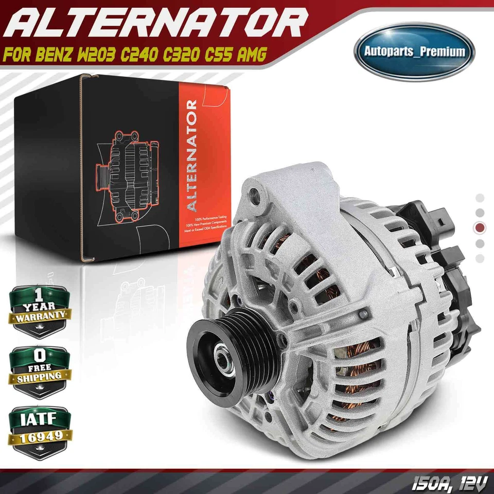Alternador para Mercedes-Benz W203 C240 C320 C55 AMG 150A 12V CW polea de 6 ranuras Foto 1 de 4