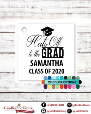 Sombreros al Grado 2022 Graduación Personalizado Fiesta Favor Etiquetas - Juego de 20 Foto 1 de 2