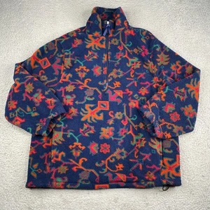 Vintage Woolrich Sweater Jacket Mens Medium Blue Native Aztec 1/4 Zip Fleece - Picture 1 of 13