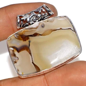 Stab Achat 925 Silber vergoldet Edelstein Handarbeit Anhänger 1,4" GW - Bild 1 von 3