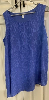 Tanque Dana Buchman Periwinkle Corte Sesgado Bordado Nuevo XL Elegante Versátil Foto 1 de 4