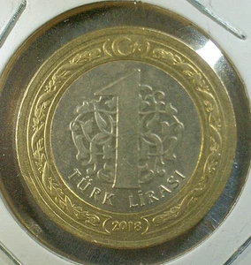 WORLD COIN SALE: 2018 TURKEY 1 LIRA-BI-METALLIC COMP. COIN KM# 1244 - Picture 1 of 3