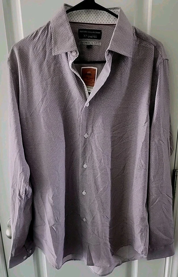 Report Collection Button Up Long Sleeve Large Purple Men's Performance Stretch  - Image 1 of 4
