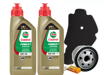 CASTROL PIAGGIO NGK KIT TAGLIANDO CASTROL 5W40 FILTRO OLIO ARIA CANDELA BEVERLY SCARABEO 250 300