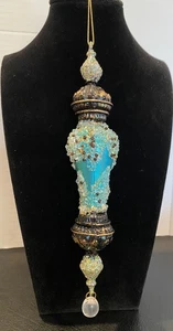 Teal Decorative Christmas Spire Ornament - 8 inches length w/ hanger - Picture 1 of 1