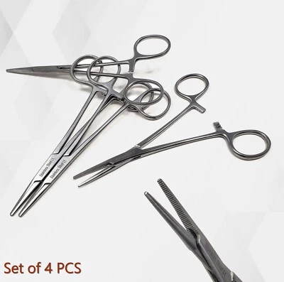 4x Pinzas de Bloqueo Dental STR Hemostato Quirúrgico Veterinario 5" Instrumentos de Calidad CE Foto 1 de 3