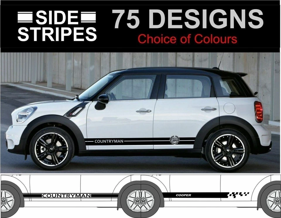 mini countryman strisce laterali decalcomanie adesivi grafica mini strisce - Immagine 1 di 1