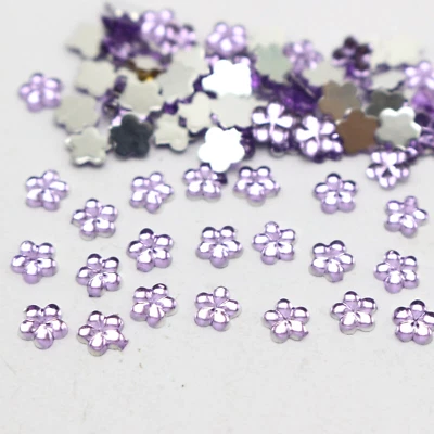 1000 Purple Acrylic FlatBack Mini Flower Gems Rhinestones 4mm - Image 1 of 4