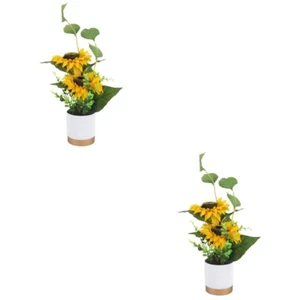 2 Pieces Nach Hause Gefälschte Bonsai Künstliche Sonnenblume Im Topf - Bild 1 von 12