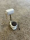 Vintage Dollhouse Miniature Furniture - Porcelain Bathroom Toilet + Plunger!