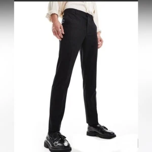 ASOS DESIGN Pantalone uomo elegante slim fit nero 28x30” - Foto 1 di 11