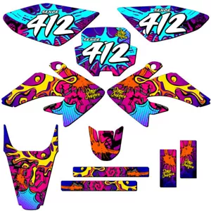 2004-2010 CRF 100 ZANY Pink Senge Graphics Kit Compatible with Honda - Foto 1 di 10