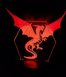 Dragon 3D LED Night Light 16 Color Changing Acrylic Decor W/ Remote - Picture 1 of 10