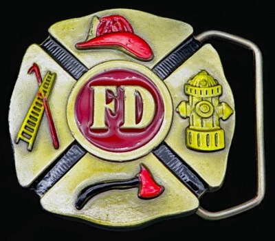 Departamento de Bomberos Bombero Indiana Metal Artesanía Vintage Hebilla de Cinturón Foto 1 de 4