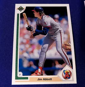 1991 UPPER DECK ERROR NO HOLO BACK  WRONG BACK JIM ABBOTT TIM MCINTOSH - Picture 1 of 2