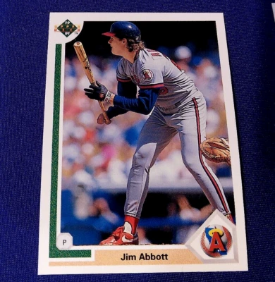 1991 UPPER DECK ERROR NO HOLO BACK  WRONG BACK JIM ABBOTT TIM MCINTOSH - Image 1 of 2
