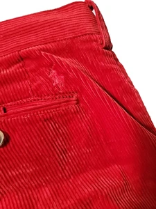 Polo Ralph Lauren Corduroy Pants Mens 40 x 30 Red Cuffed Stretch Straight Fit - Picture 1 of 12