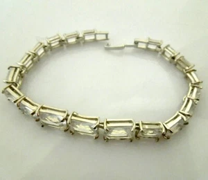 r871 Vintage Clear Crystal Bracelet, large 5-8mm clear crystals Beautiful 7" - Picture 1 of 6
