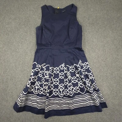 Tommy Hilfiger Vestido Mujer 6 Azul Estampado Ancla Hasta la Rodilla Informal Talla 6 Foto 1 de 4