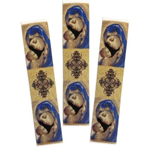 Madonna che Accarezza Cristo Bambino, Set di 3 Segnalibri Icone Arazzo - Foto 1 di 1