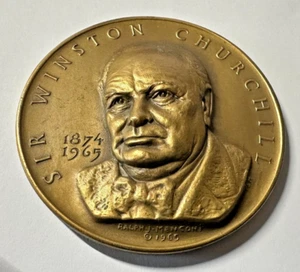 1965 SIR WINSTON CHURCHILL US BRONZE MEDAL BY MENCONI - Picture 1 of 8