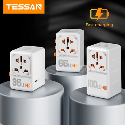 Travel Adapter Universal Power Adaptor Convertor USB C Wall Charger USA to EU - Image 1 of 4