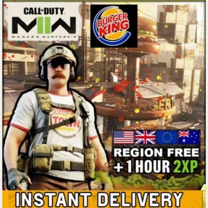 NOT HACKED LIKE OTHERS-BURGER KING COD Warfare 2 Burger Town 1HR 2XP MW2 INSTANT