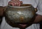 9.6 " Old China White Jade Gilt Carved Dynasty 2 Ear Beautiful woman Censer Jar