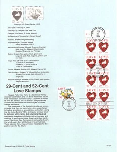 #9407 29c y 52c estampillas de amor #2814a/2815 USPS página de recuerdo - Imagen 1 de 1