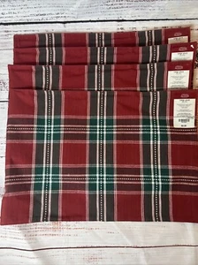 NOS Vintage Christmas Set Of 4 Placemats Red Tartan Plaid 13” X 19” JC PENNY - Picture 1 of 6