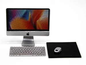Desktop Computer, Monitor, Keyboard, Mouse & Mat Doll House Miniature 1.12 Scale - Picture 1 of 1