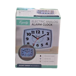 Equity 33100 Electric Analog Alarm Clock with White Case & Lighted Dial Retro US - Picture 1 of 6