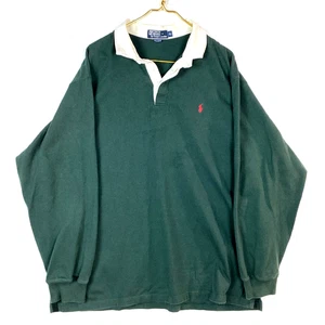 Camisa Polo Ralph Lauren Vintage Cuello Polo Talla XL Verde Manga Larga - Imagen 1 de 3