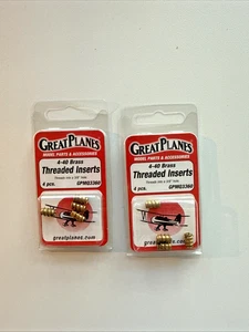 GREAT PLANES 4-40 BRASS THREADED INSERTS  (4) PCS PER PACKAGE (2) PACKAGES NEW - Picture 1 of 2