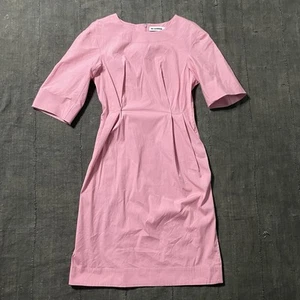 Jil Sander Dress Women Us 4 / 34 Pink Sheath Midi Pleated Summer Cotton Italy - Picture 1 of 13
