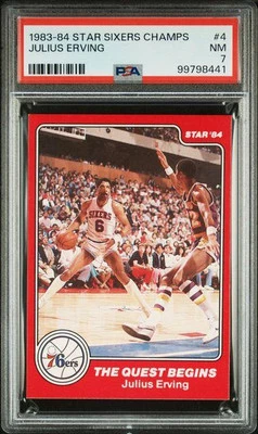 1983-84 Star Basketball JULIUS ERVING Sixers Champs #4 76ers PSA 7 - Image 1 of 2