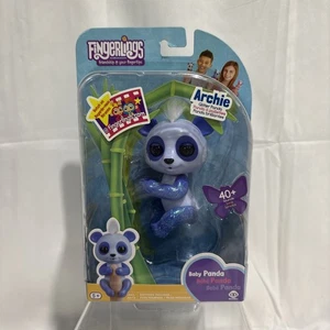 New in Box WowWee Interactive Fingerlings Archie the Blue Glitter Baby Panda - Picture 1 of 3