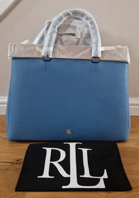 NWT Lauren Ralph Lauren Hanna 37 Pale Azure Large Leather Satchel - RRP £299 - 2 - Image 1 of 4