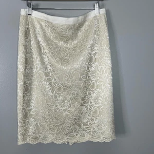 New York & Company Cream Lace Pencil Skirt size 12 holiday party office artsy - Picture 1 of 6