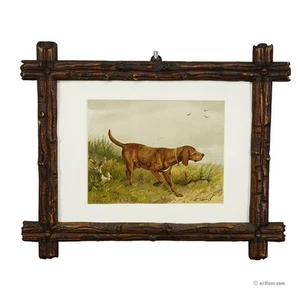 Antique Lithography Print Hunting Welding Dog 19th Century - Picture 1 of 6