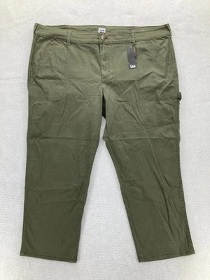 Pantalones de carpintero Lee Workwear para mujer Plus 24W verde elástico pierna recta utilitarios Foto 1 de 4