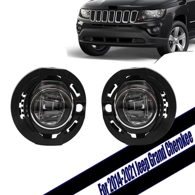LED Fog Lights For 2014-2021 Jeep Grand Cherokee Compatible Front Lamps Assembly - Image 1 of 4