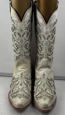 Botas vaqueras puntiagudas brillantes opalescentes beige JB Dillon coleccionables para mujer 7,5 Foto 1 de 4