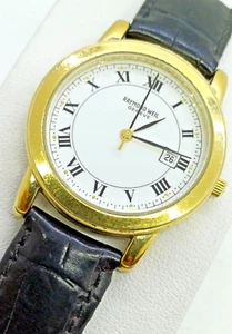 LADIES RAYMOND WEIL 5348 GENEVE DATE ANALOG LATIN  SWISS MADE WRISTWATCH LEATHER - Picture 1 of 11