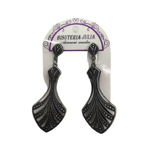 Pendientes Alargados largos Cierre Boton Bisuteria moda Mujer Plateados oscuros - Imagen 1 de 2