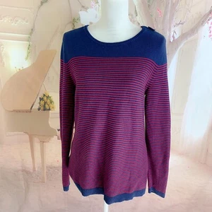 Talbots Women’s Striped Zipper Color block Knit Sweater Size Medium - Picture 1 of 9